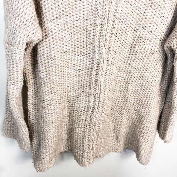 Moth Oversized V Neck Chunky Knit Tan Sweater Alpaca Wool Blend Small - Picture 4 of 9